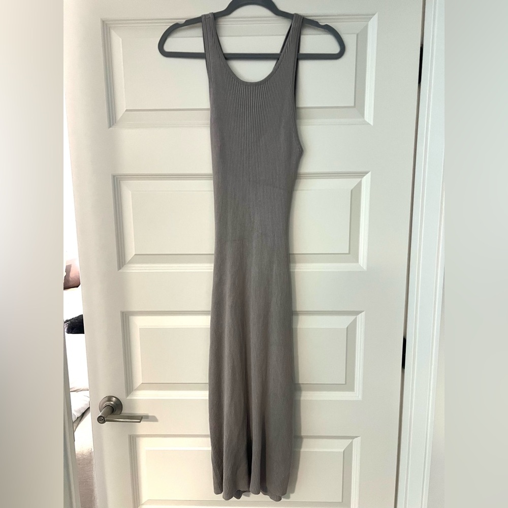 Ribbed Tank Maxi Dress - Gray